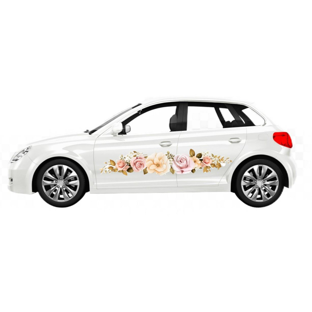 Barack színű Virágos autómatrica - 1 pár