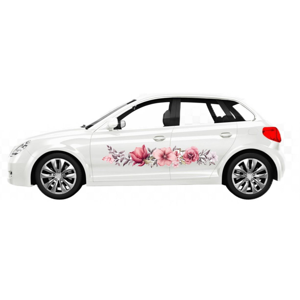 Piros, szürke Virágos autómatrica - 1 pár