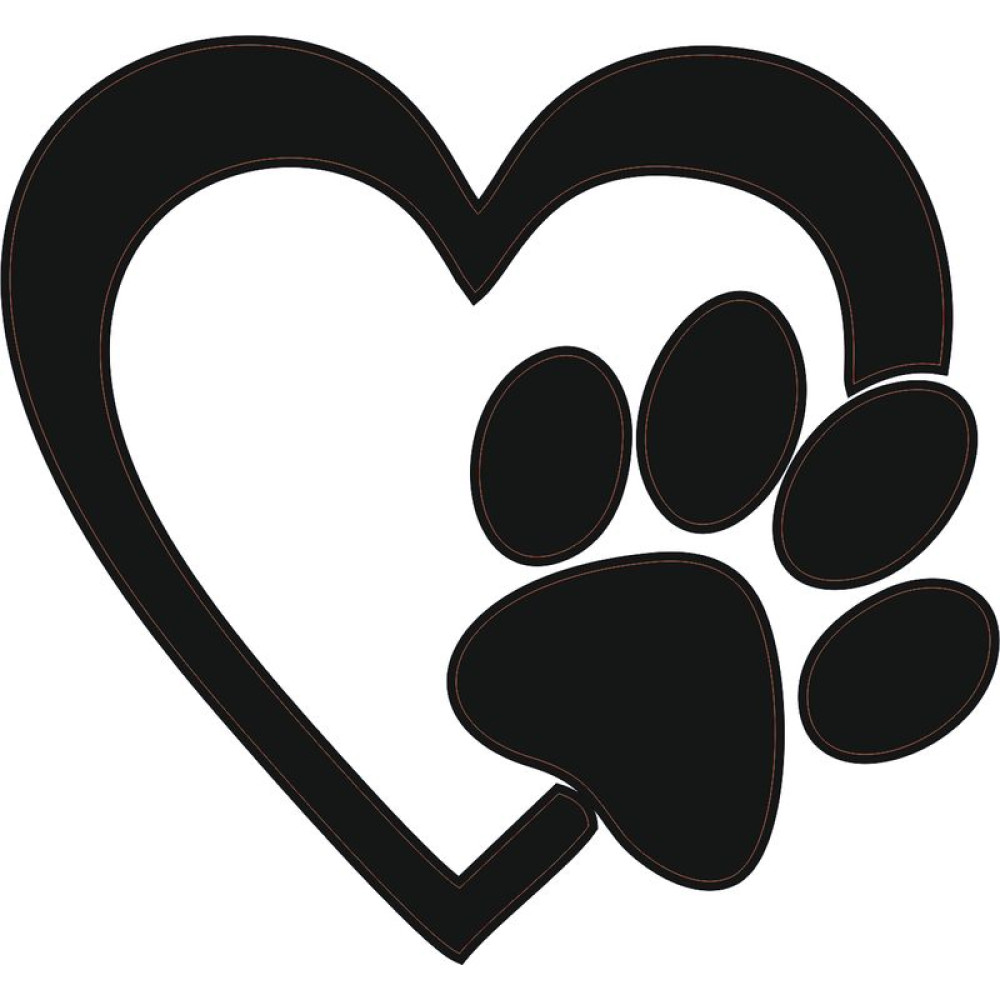 Kutya tappancs matrica, szívvel, fekete-ezüst Kutya tappancs matrica, szívvel, fekete-ezüst