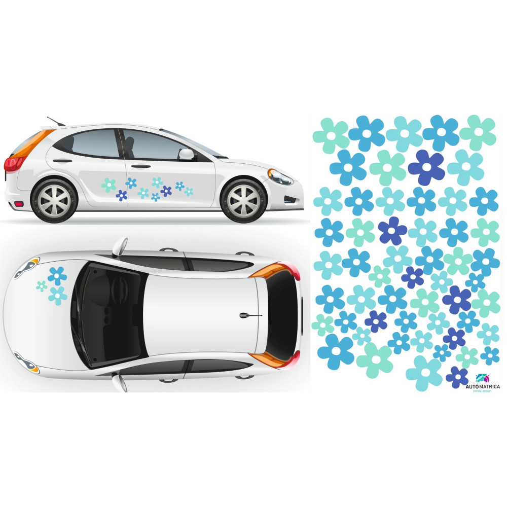 Virágos autómatrica, kék-menta, 55 db-os