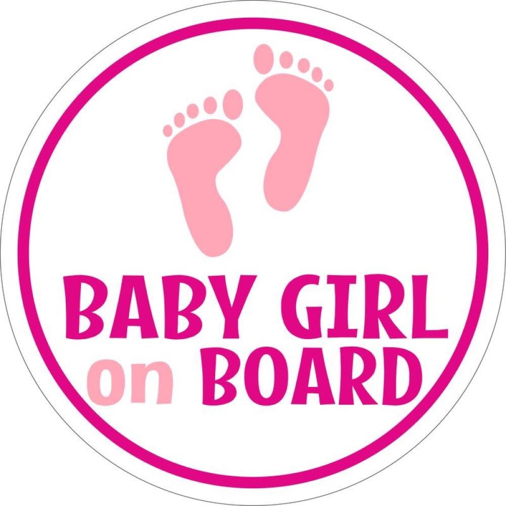 Baby GIRL on board babamatrica, kerek, pink