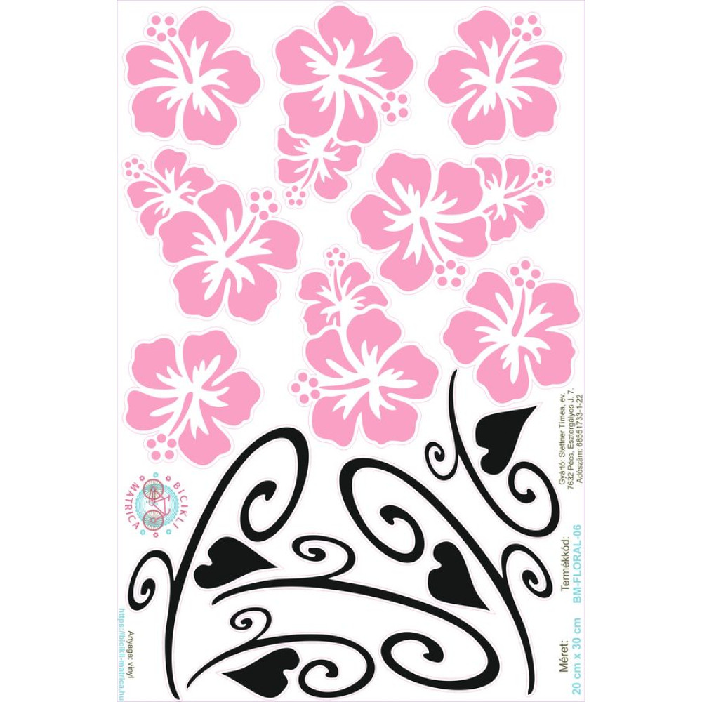 Rózsaszín Hawaii virágos bicikli matrica