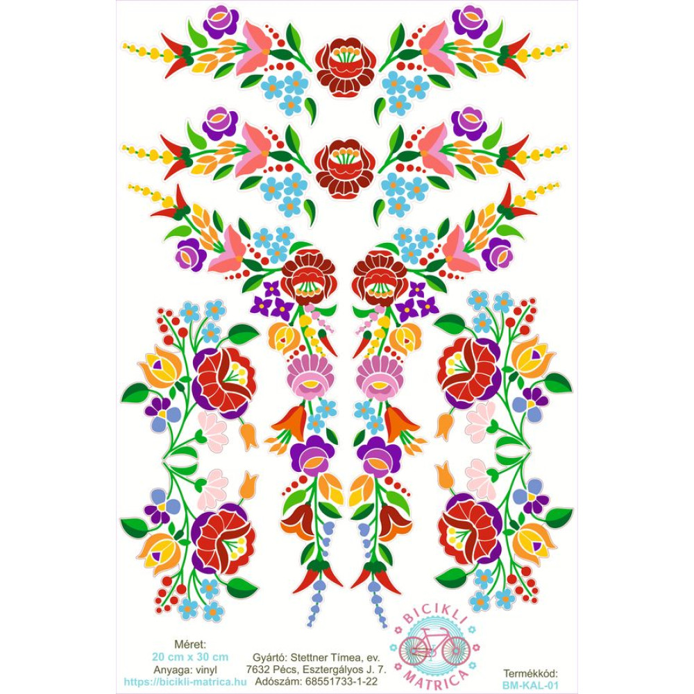 Kalocsai virágos bicikli matrica