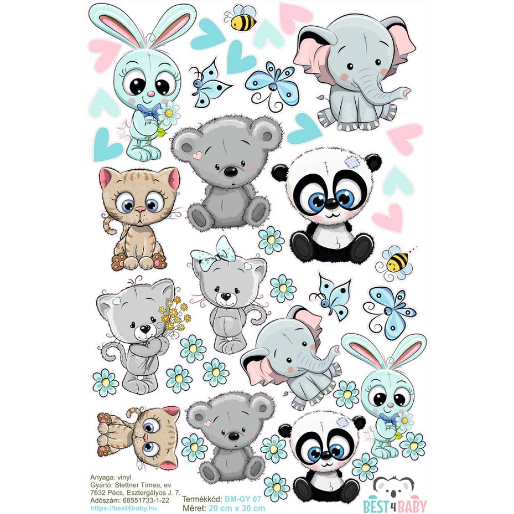 Gyermek bicikli matrica, fiú állatok