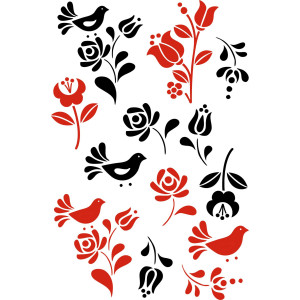 Palóc folklór népi mintás virágos autómatrica, 13 db-os