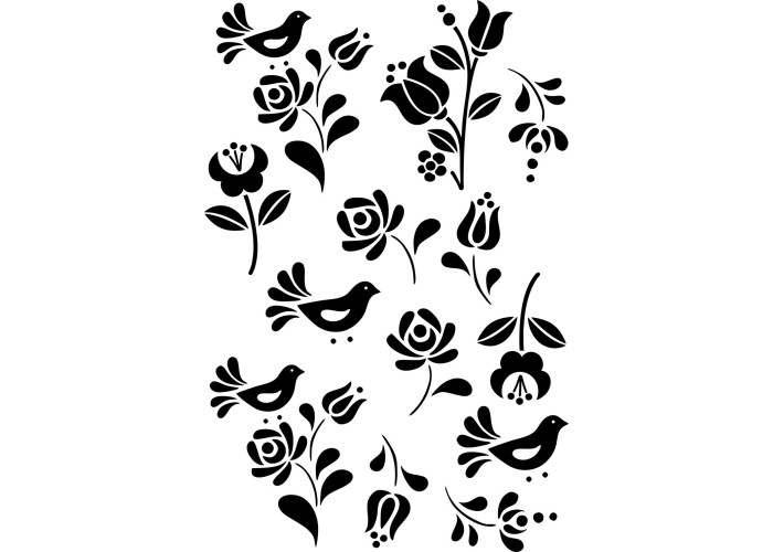 Palóc folklór népi mintás virágos autómatrica, 13 db-os