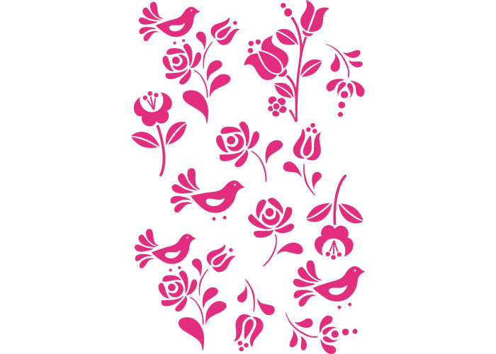 Palóc folklór népi mintás virágos autómatrica, 13 db-os