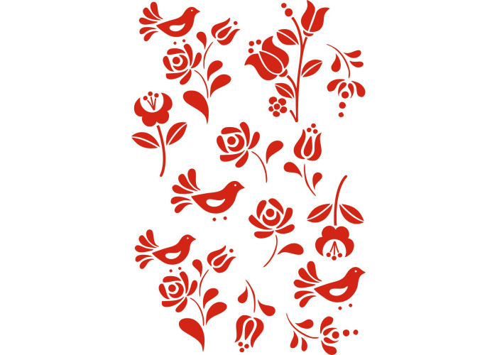 Palóc folklór népi mintás virágos autómatrica, 13 db-os