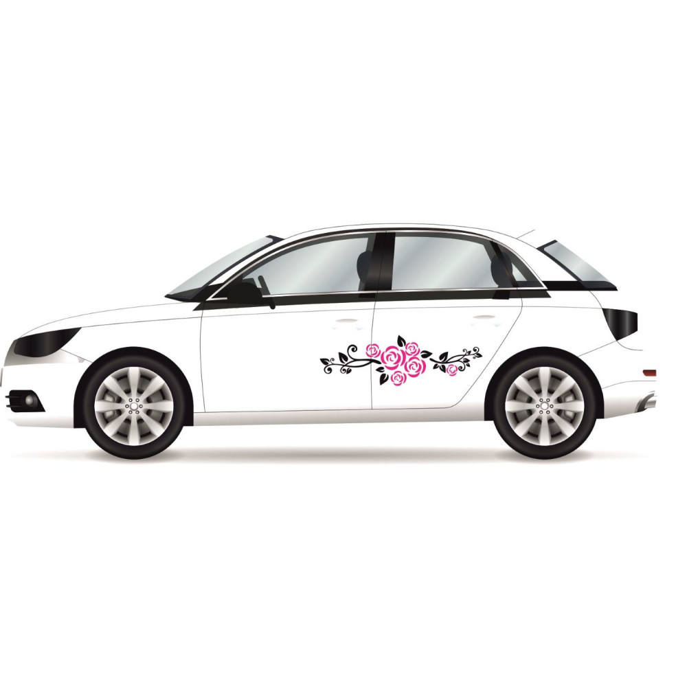 Virágos autó matrica, rózsás