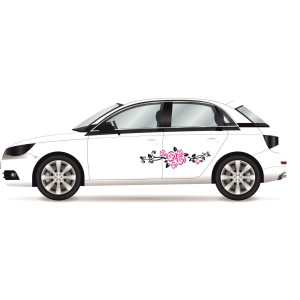 Virágos autó matrica, rózsás