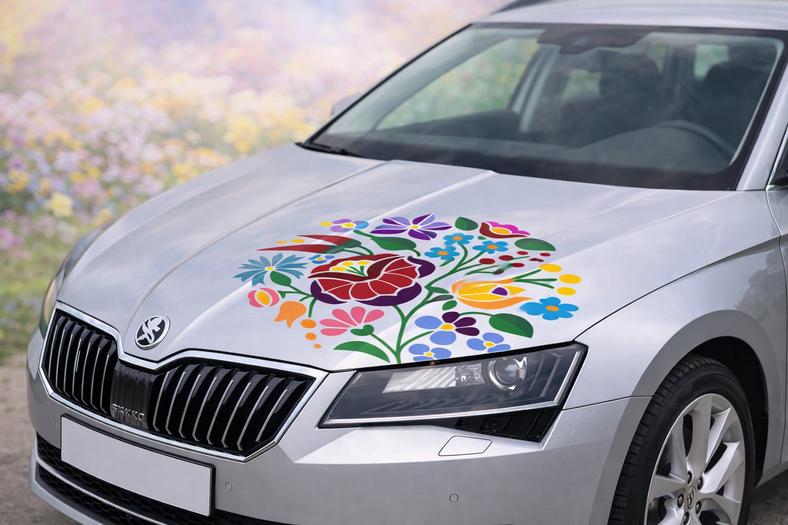 Kalocsai autómatrica virágos mintával autóra